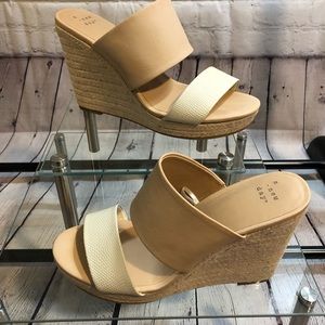 Nude Espadrille Wedge Sandle, Size 8.5 M
